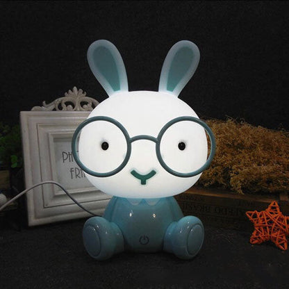 Creative Cartoon Rabbit with Glasses USB LED Night Light Table Lamp