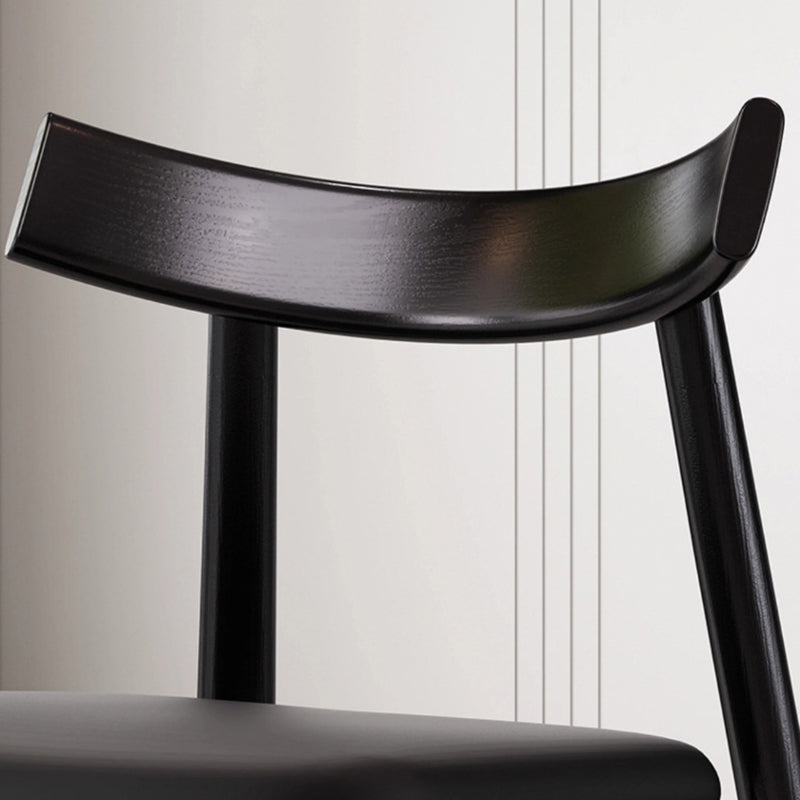 Contemporary Nordic Square Upholstered Curved Microfiber Leather Wood Dining Chair Backrest For Dining Room