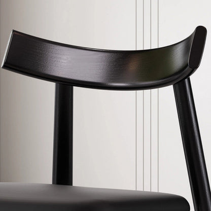 Contemporary Nordic Square Upholstered Curved Microfiber Leather Wood Dining Chair Backrest For Dining Room