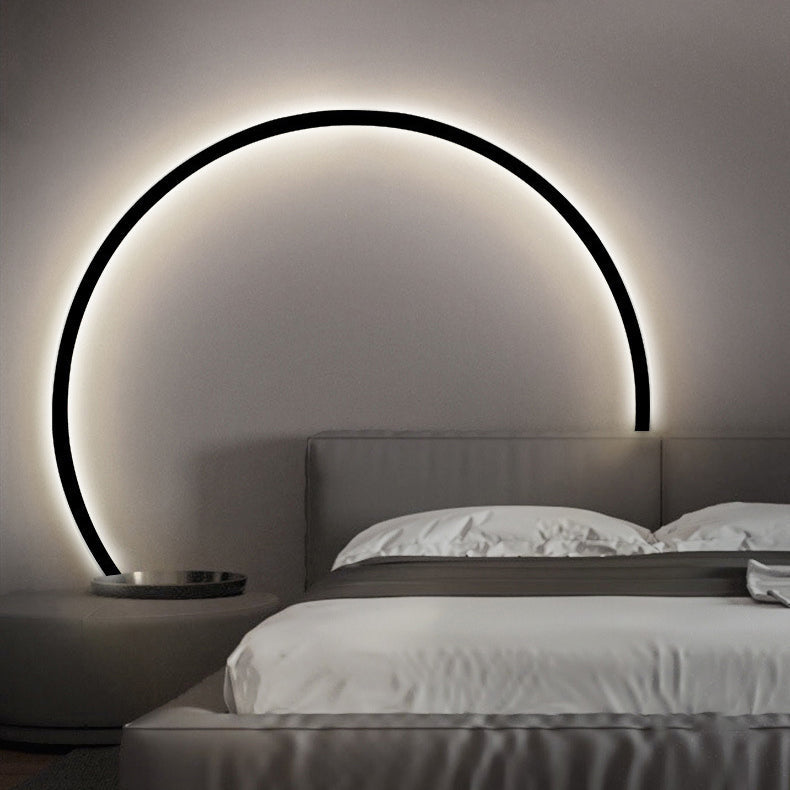 مصباح حائط LED دائري من الأكريليك والألومنيوم بتصميم عصري بسيط لغرفة النوم 