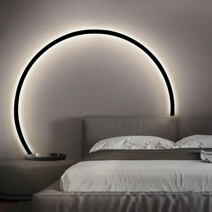 مصباح حائط LED دائري من الأكريليك والألومنيوم بتصميم عصري بسيط لغرفة النوم 