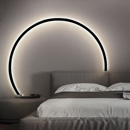 مصباح حائط LED دائري من الأكريليك والألومنيوم بتصميم عصري بسيط لغرفة النوم 