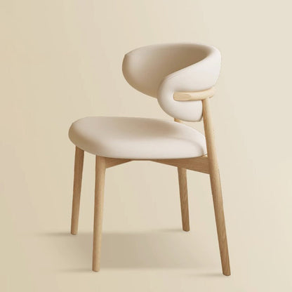 Traditional Japanese Elliptical Ash Wood Oaken Faux Leather Dining Table & Chair Set For 4/6 Seats