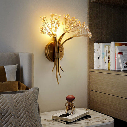 Modern Luxury Glass Dandelion Flower Design Brass 1-Light Wall Sconce Lamp