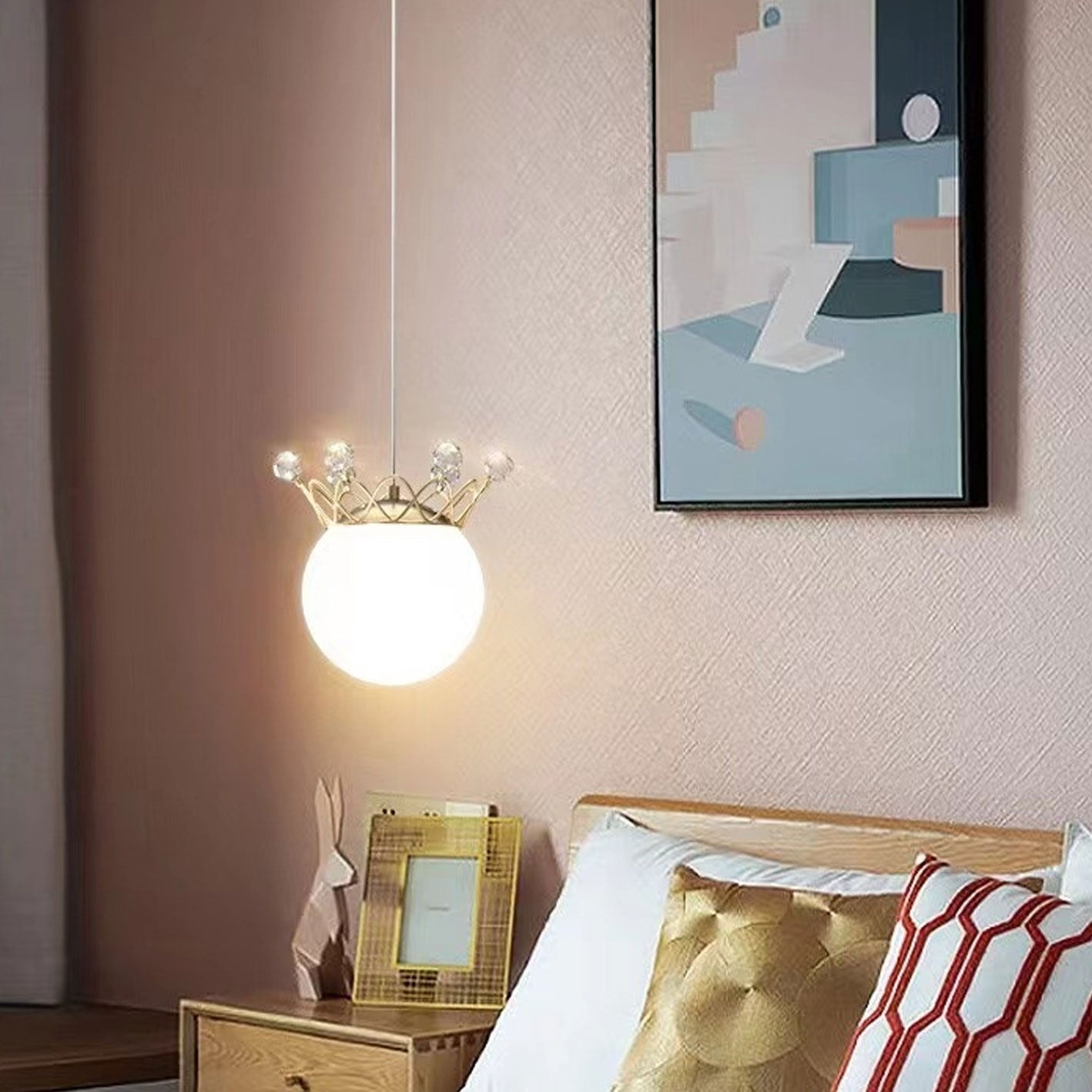 مصباح LED معلق على شكل تاج نجمي عصري من الزجاج 