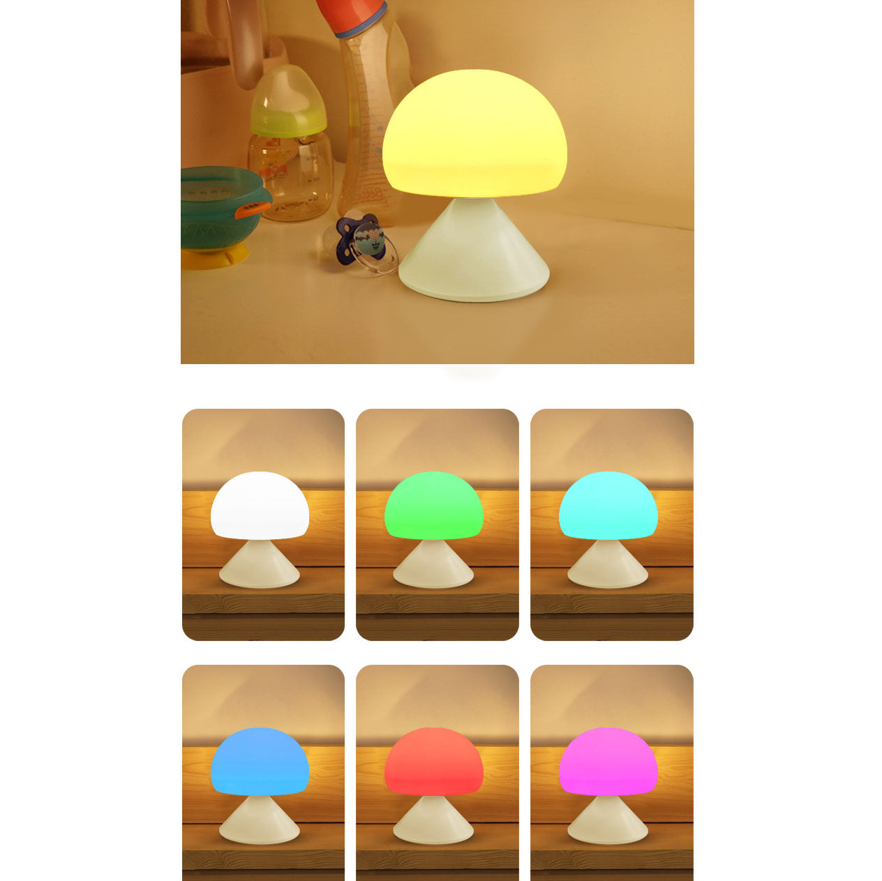 Creative Intelligent Silicone Round Mushroom LED Night Light Table Lamp