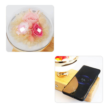 Creative Permanent Flower Night Light Smart Bluetooth Speaker LED Wireless Rechargeable Table Lamp