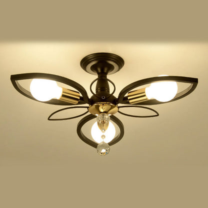 Nordic Light Luxury Wrought Iron Crystal 6/8-Light Flush Mount Ceiling Light