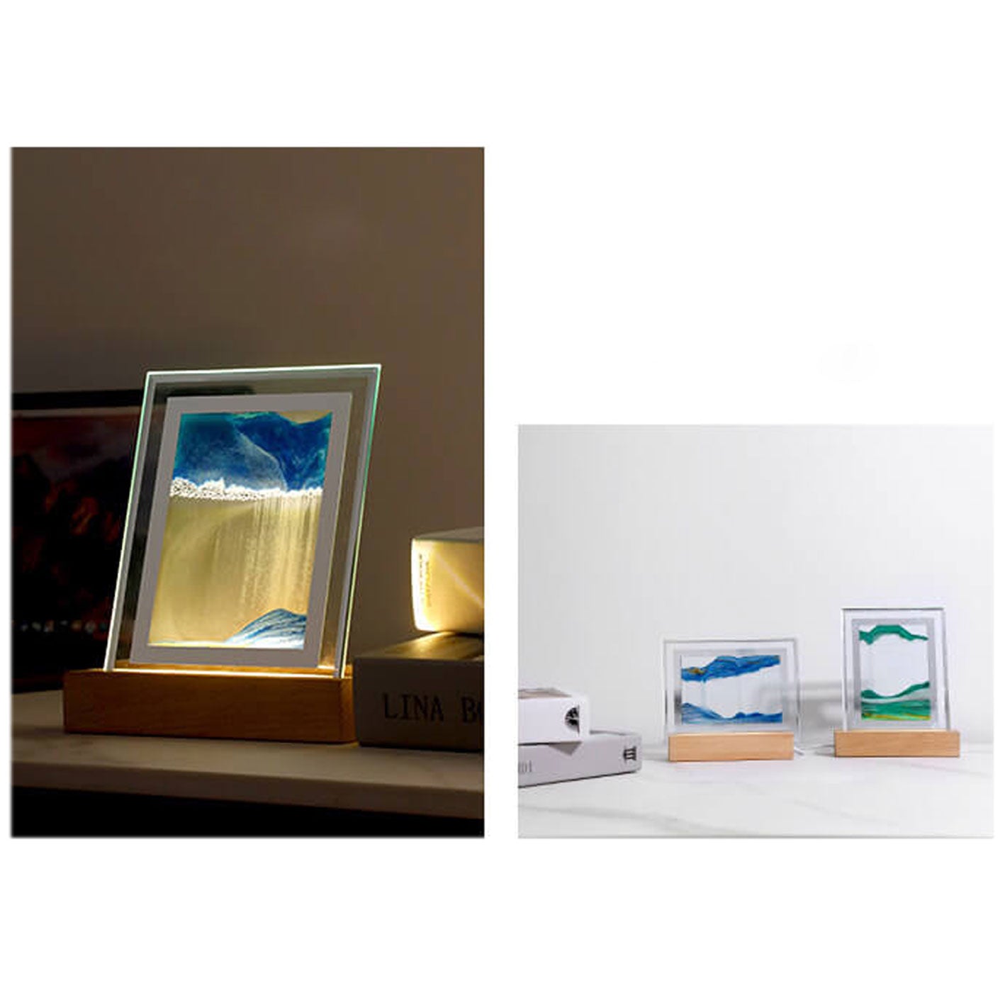 Creative Quicksand Square  LED Night Light Decorative Table Lamp