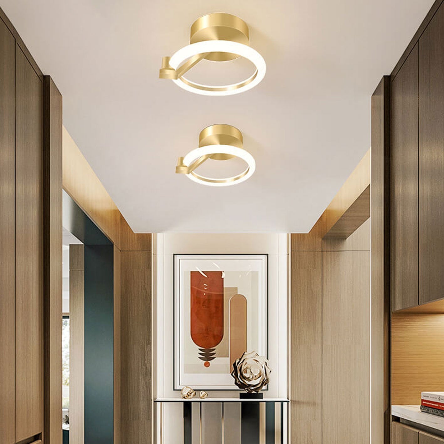 Modern Light Luxury Square Round Acrylic LED Semi-Flush Mount Ceiling Light
