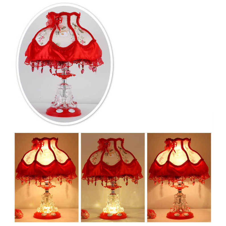 European Style Wedding Fabric Glass 1-Light Table Lamp