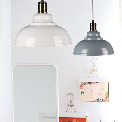 Industrial Simple Dome Round Pot Lid Iron 1-Light Pendant Light