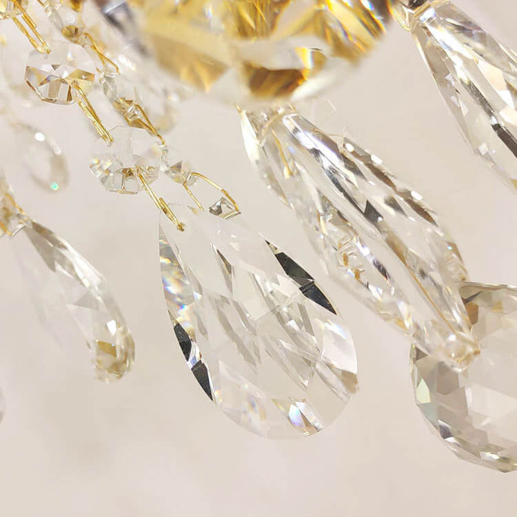 European Luxury Brass Carved Crystal Dome 6/8 Light Chandelier