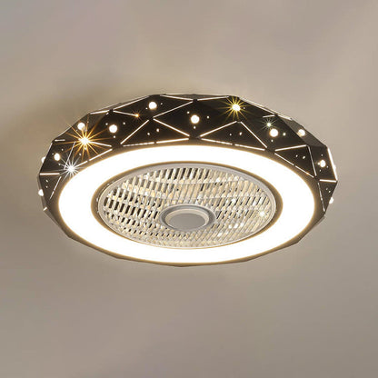 مصباح سقف LED بتصميم شبكي على شكل نجمة بتصميم بسيط على الطراز الاسكندنافي مع مروحة