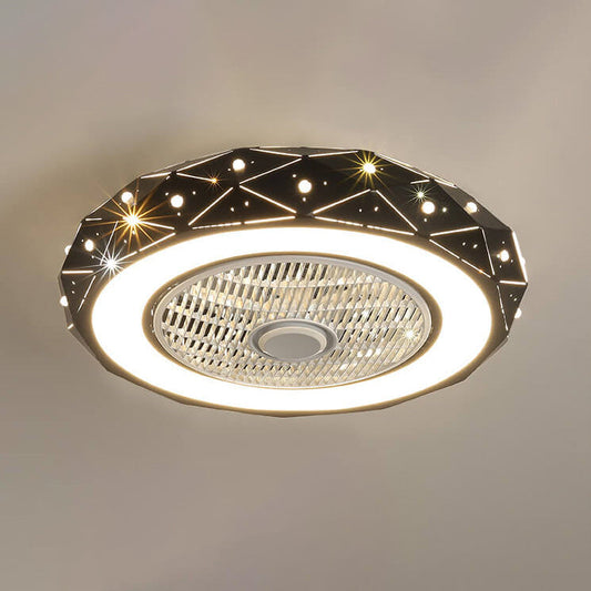 مصباح سقف LED بتصميم شبكي على شكل نجمة بتصميم بسيط على الطراز الاسكندنافي مع مروحة
