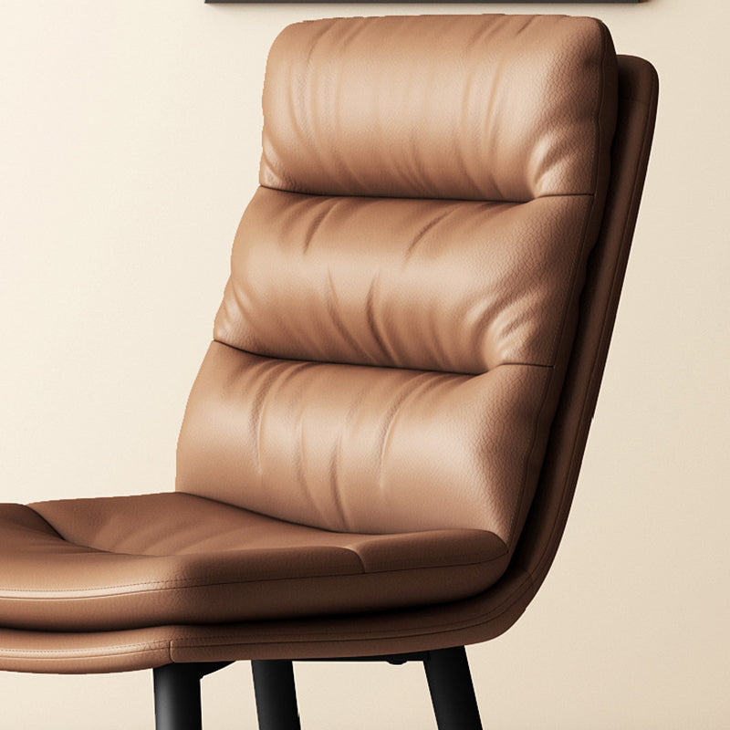 Modern Minimalist Rectangular Microfiber Leather Carbon Steel Dining Chair Backrest Armless For Dining Room