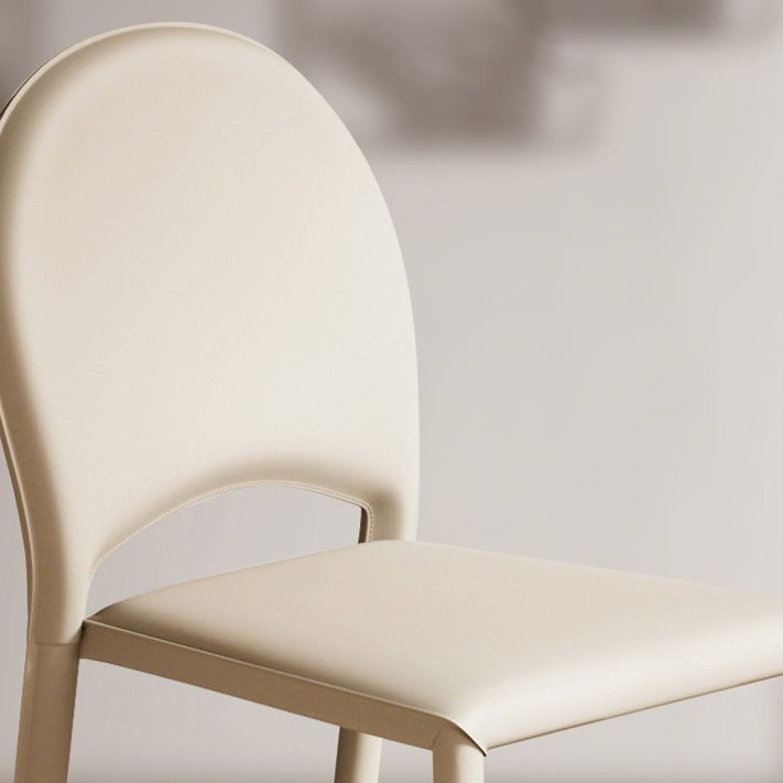 Modern Minimalist Saddle Saddle Leather Carbon Steel Sponge Square Elliptical Dining Chair Backrest For Dining Room