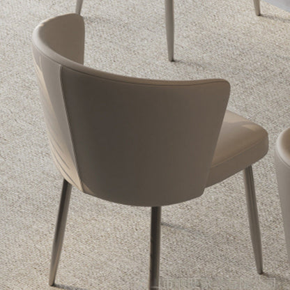 Contemporary Luxury Square Upholstered Microfiber Leather Carbon Steel Dining Chair Curved Backrest For Dining Room