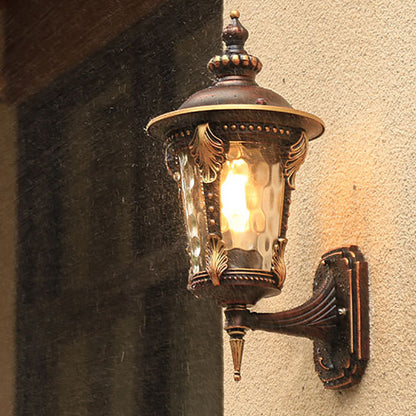 Traditional European Cylinder Quadrilateral Aluminum Glass 1-Light Wall Sconce Lamp For Outdoor Patio
