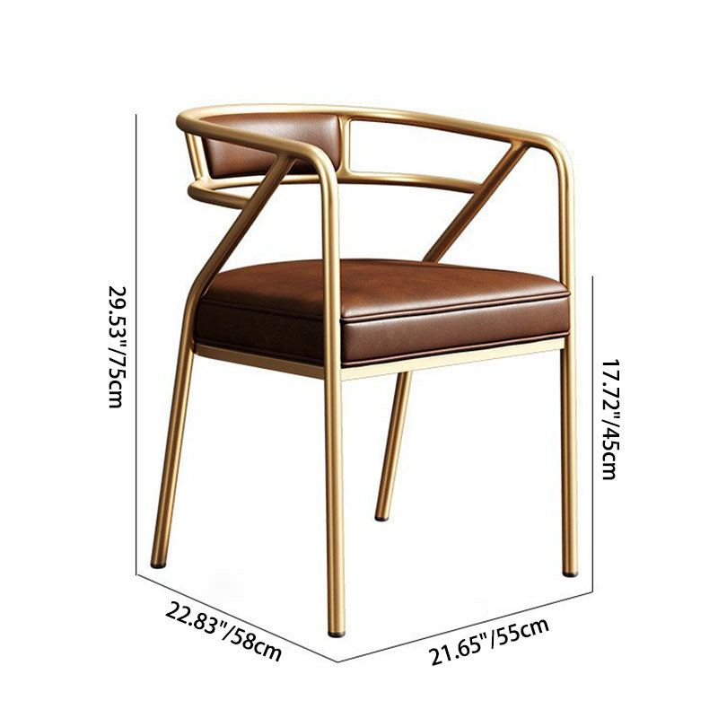 Modern Luxury Ring Full Wrap PU Leather Linen Electroplated Alloy Dining Chair Backrest Armrest For Dining Room