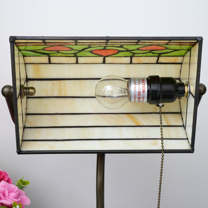 Traditional Tiffany Heart Design Stained Glass Resin Iron 1-Light Table Lamp For Bedroom