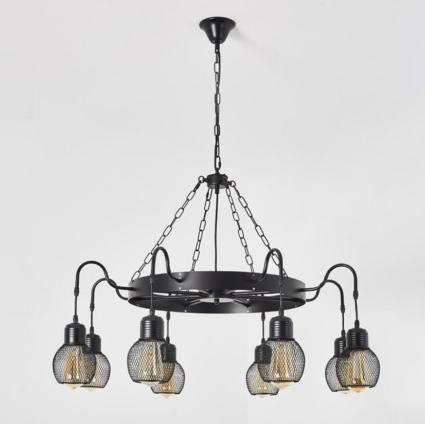 Traditional Colonial Round Mesh Iron 6/8/12 Light Chandelier For Living Room