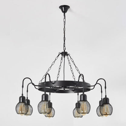 Traditional Colonial Round Mesh Iron 6/8/12 Light Chandelier For Living Room