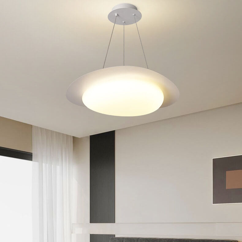 مصباح LED معلق من الحديد الأكريليكي باللون الأبيض بتصميم بسيط على الطراز الاسكندنافي 