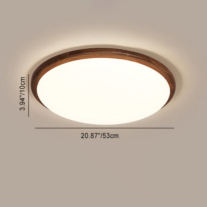 Modern Minimalist Flower Round Walnut Acrylic LED Flush Mount Ceiling Light For Living Room