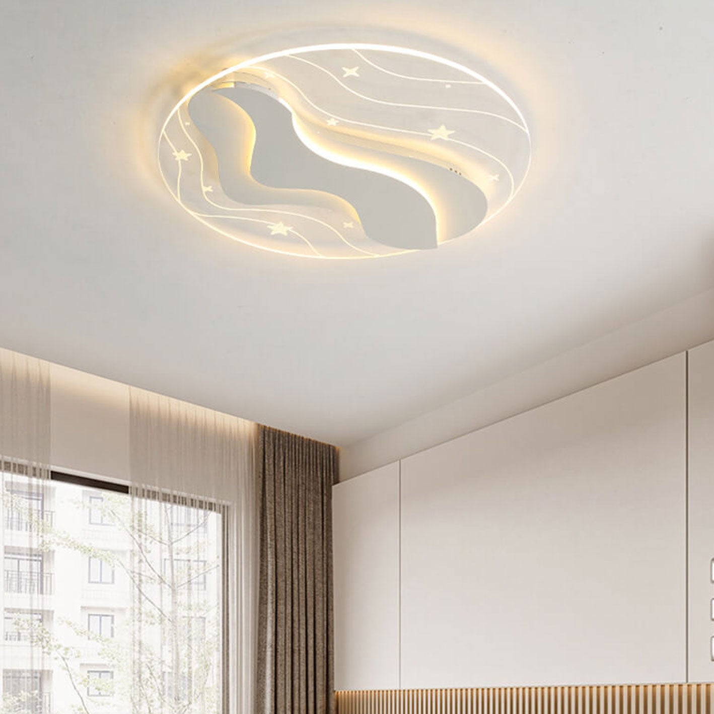 モダンな錬鉄製アクリル製ラウンドLEDフラッシュマウントシーリングライト