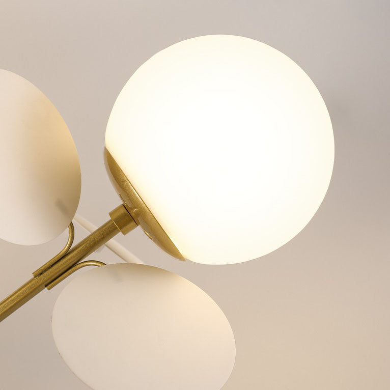 Modern Mid-century Acrylic Flower Decor Glass Ball Shade 1-Light Semi-Flush Mount Ceiling Light For Living Room