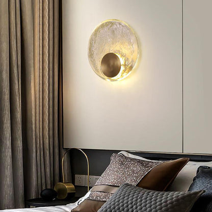 مصباح حائط LED دائري من الكريستال بتصميم تموجات مائية فاخر معاصر لغرفة المعيشة 