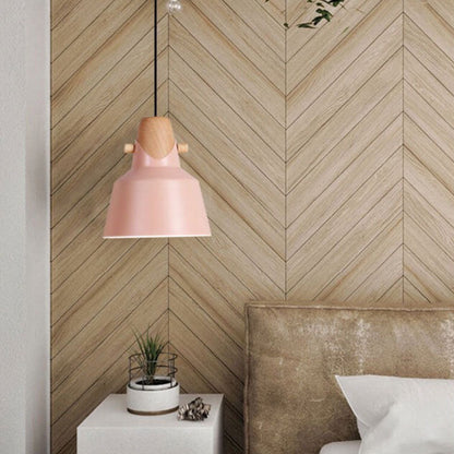 Nordic Minimalist Macaron Solid Color Ironwood 1-Light Pendant Light