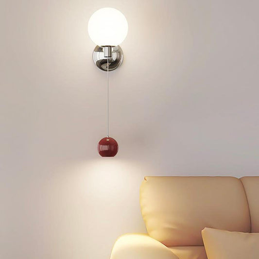 مصباح حائط LED بتصميم عصري بسيط على شكل كرة حديدية من الزجاج لغرفة النوم 