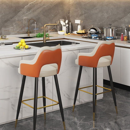 Modern Minimalist Square Wave Backrest Artificial Leather Carbon Steel Bar Stool Armrest For Dining Room