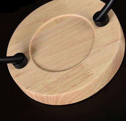 European Retro Wooden Base Glass 2-Light LED Melting Wax Table Lamp