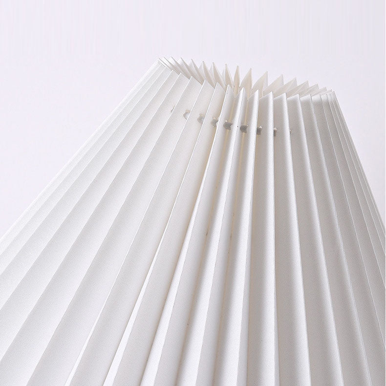 Modern Minimalist Round Pleated Ceramic PVC 1-Light Table Lamp For Bedroom