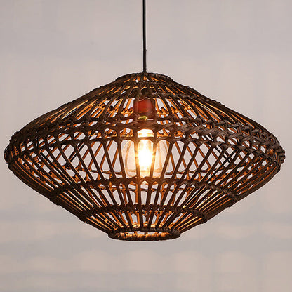 Modern Rattan Vintage Southeast Asian Style 1-Light Pendant Light