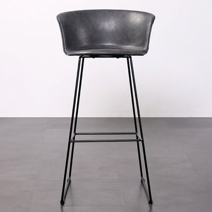 Contemporary Retro Square Saddle Leather Stainless Steel Bar Stool Backrest Footrest For Dining Room