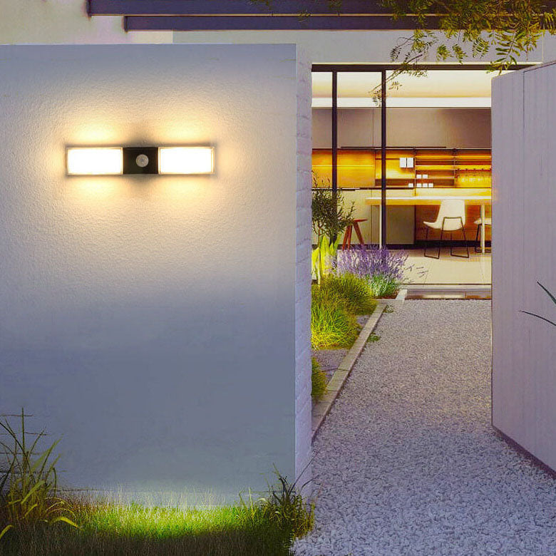 مصباح حائط LED خارجي مقاوم للماء بتصميم مستطيل بسيط وحديث مصنوع من الألومنيوم 