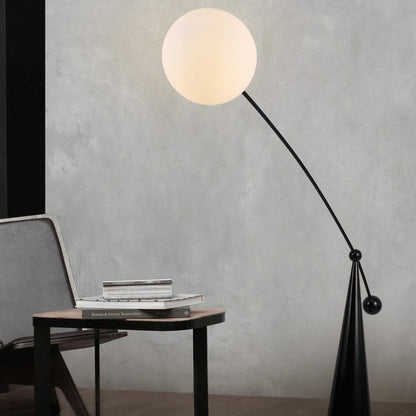 Contemporary Creative Tapered Base Fishing Rod Orb Iron Glass 1-Light Standing Floor Lamp For Living Room