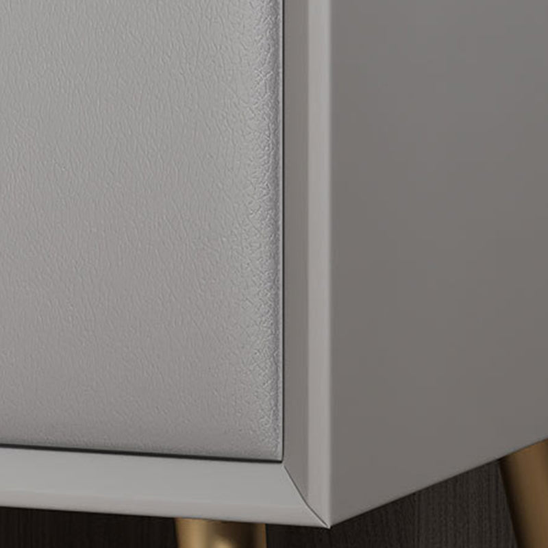 Modern Luxury Rectangular Solid Wood Microfiber Leather Hardware Nightstand 2-Drawer For Bedroom