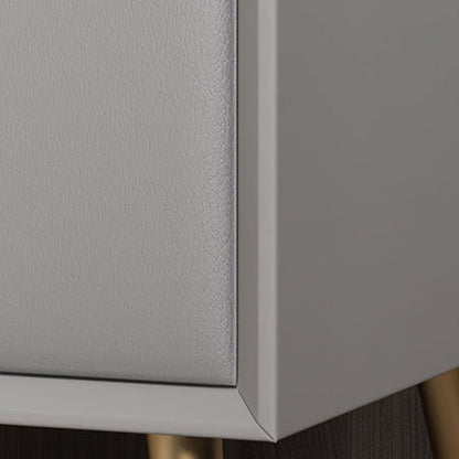 Modern Luxury Rectangular Solid Wood Microfiber Leather Hardware Nightstand 2-Drawer For Bedroom