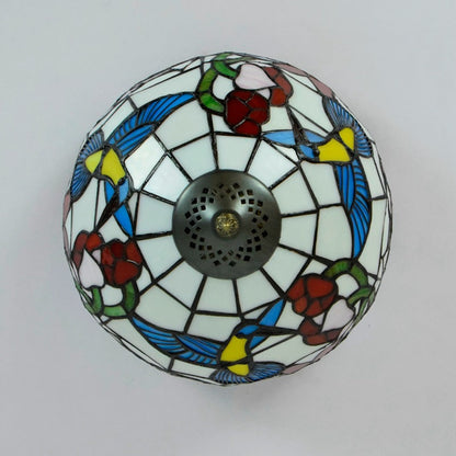 European Rustic Tiffany 2-Light Flush Mount Lighting