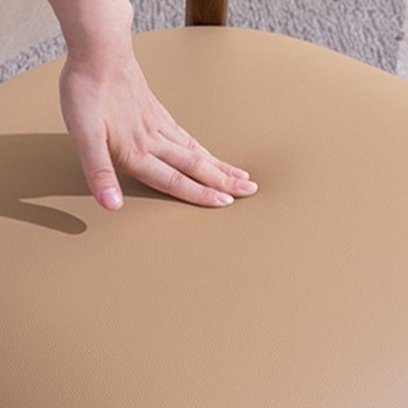 Contemporary Simplicity Square Artificial Leather Upholstered Wood Dining Chair Backrest Armrest For Dining Room