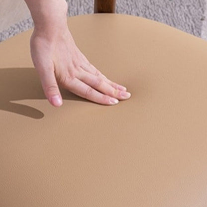 Contemporary Simplicity Square Artificial Leather Upholstered Wood Dining Chair Backrest Armrest For Dining Room