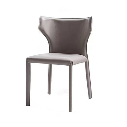 Modern Minimalist Square Artificial Leather Carbon Steel Frame Dining Chair Wing Back Armless For Dining Room