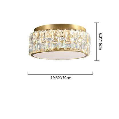 Contemporary Scandinavian Cylindrical Copper Crystal 4/6 Light Flush Mount Ceiling Light For Bedroom