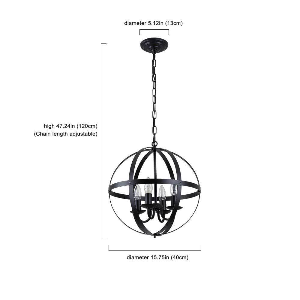 Industrial 4-Light Globe Metal Chandeliers