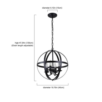 Industrial 4-Light Globe Metal Chandeliers